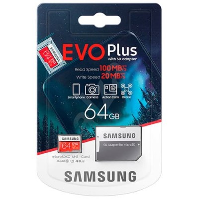 Карта памяти Samsung 64GB microSDXC Class 10 UHS-I EVO Plus