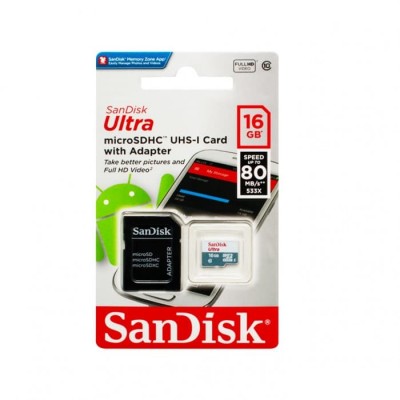 Карта памяти SanDisk microSDHC 16Gb UHS-I Ultra